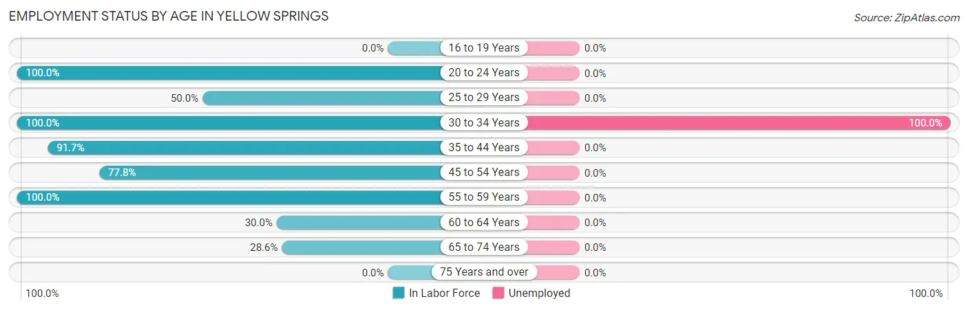 Employment Status by Age in Yellow Springs