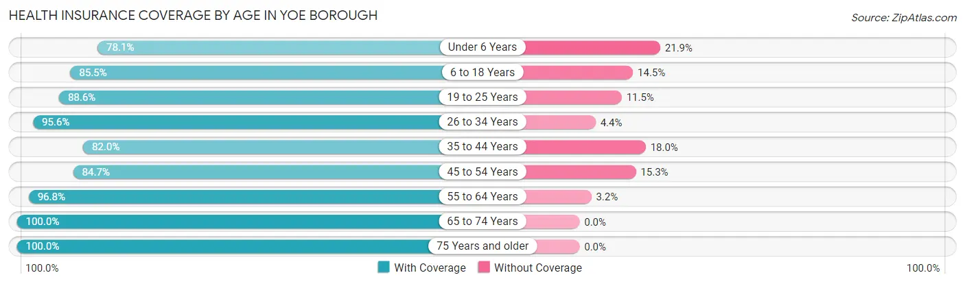 Health Insurance Coverage by Age in Yoe borough