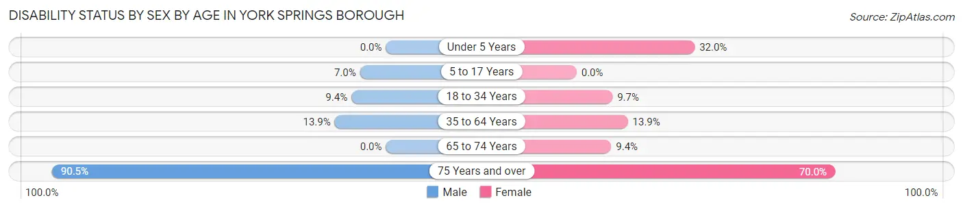 Disability Status by Sex by Age in York Springs borough