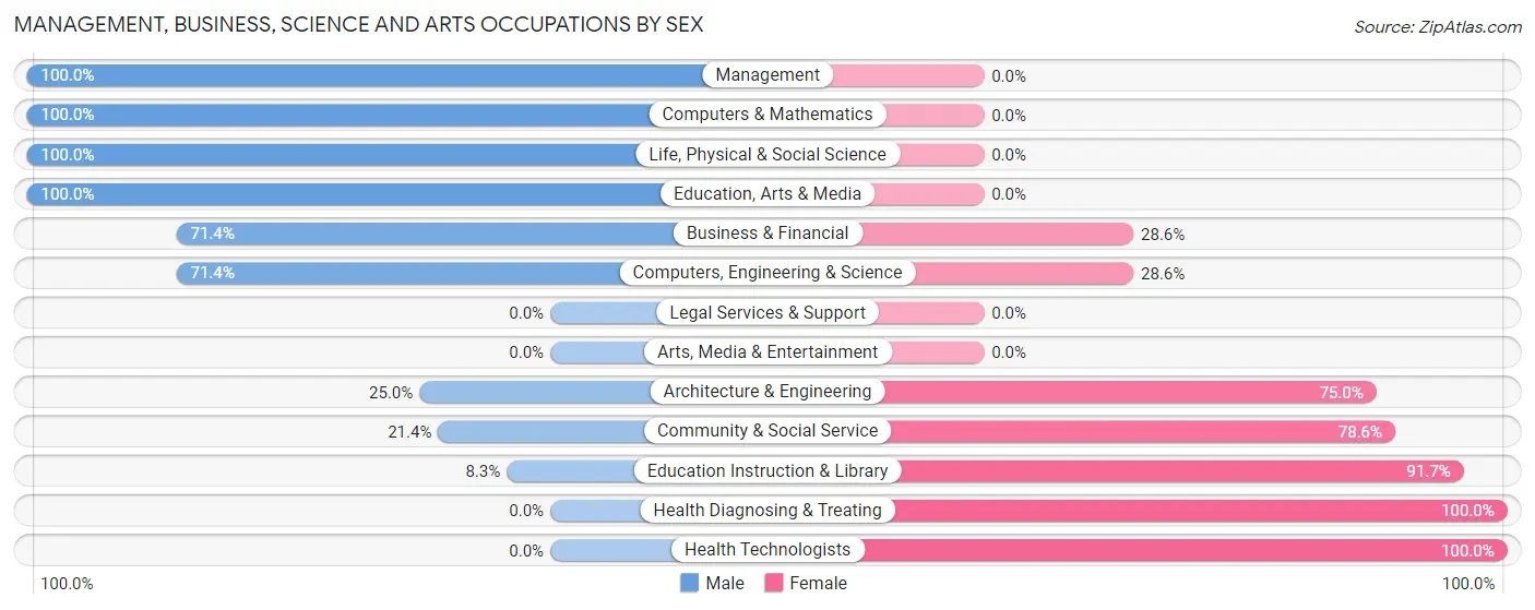 Management, Business, Science and Arts Occupations by Sex in York Springs borough