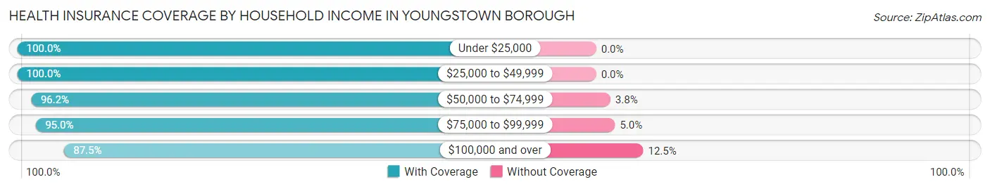 Health Insurance Coverage by Household Income in Youngstown borough