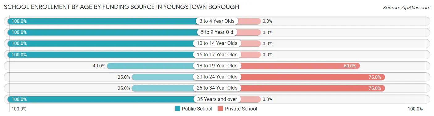 School Enrollment by Age by Funding Source in Youngstown borough
