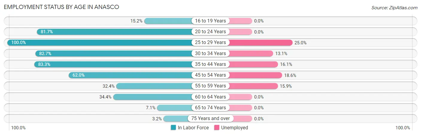 Employment Status by Age in Anasco
