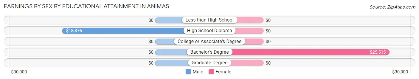 Earnings by Sex by Educational Attainment in Animas