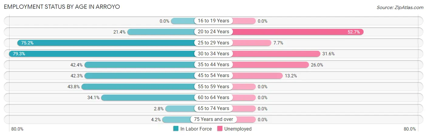 Employment Status by Age in Arroyo