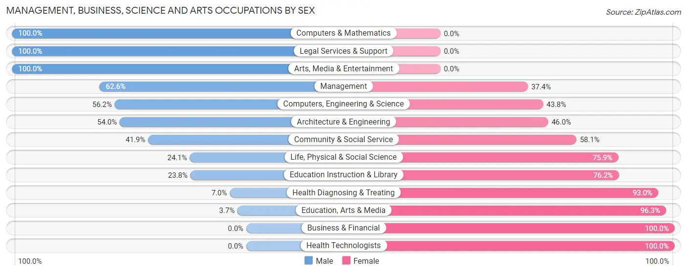 Management, Business, Science and Arts Occupations by Sex in Arroyo
