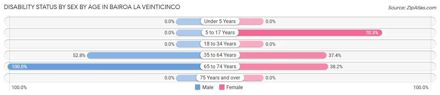 Disability Status by Sex by Age in Bairoa La Veinticinco