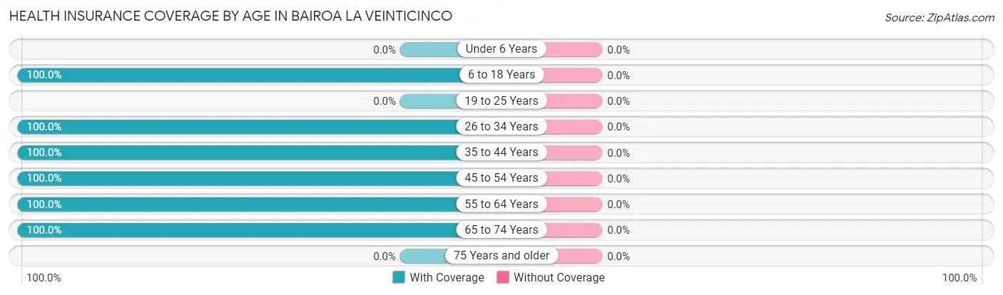 Health Insurance Coverage by Age in Bairoa La Veinticinco