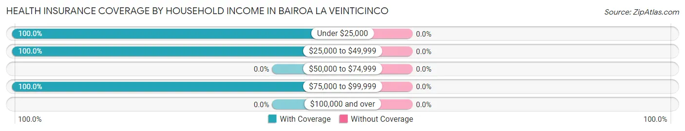 Health Insurance Coverage by Household Income in Bairoa La Veinticinco