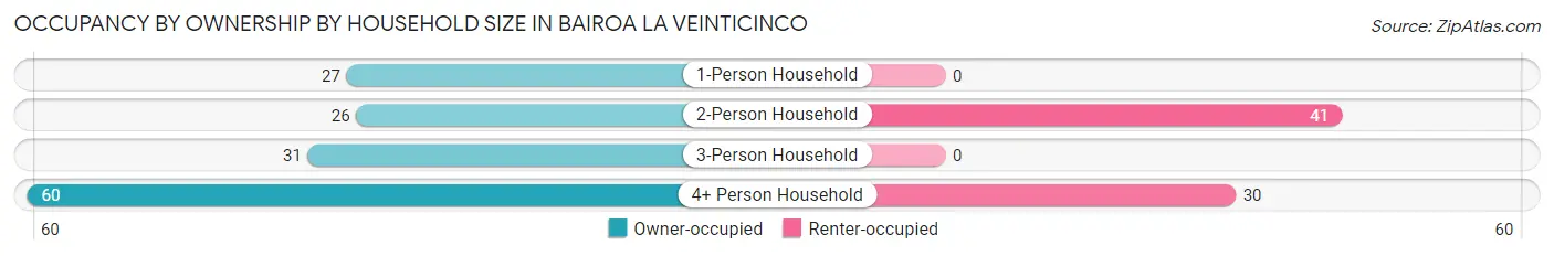 Occupancy by Ownership by Household Size in Bairoa La Veinticinco