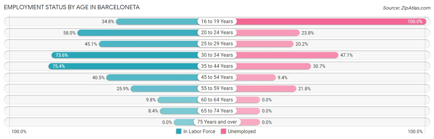 Employment Status by Age in Barceloneta