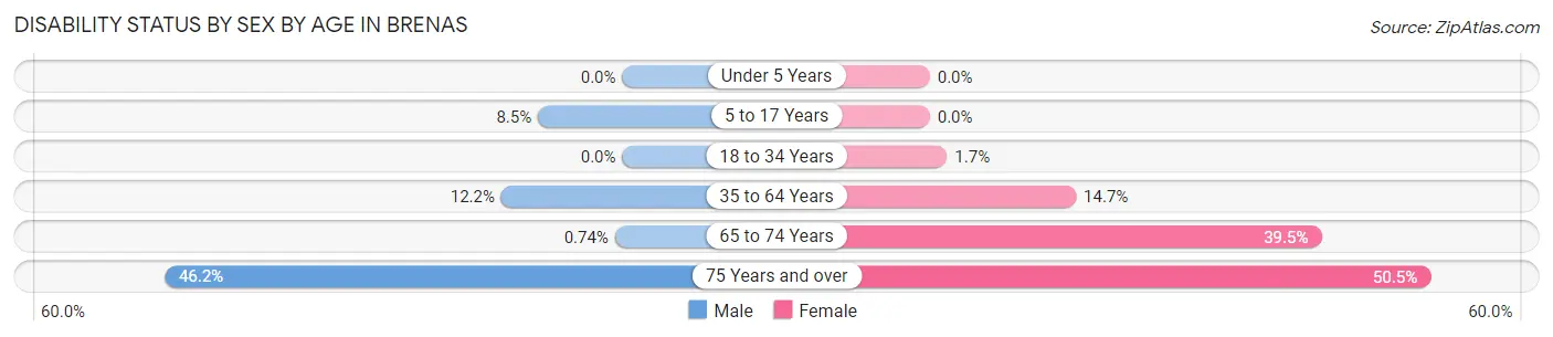 Disability Status by Sex by Age in Brenas