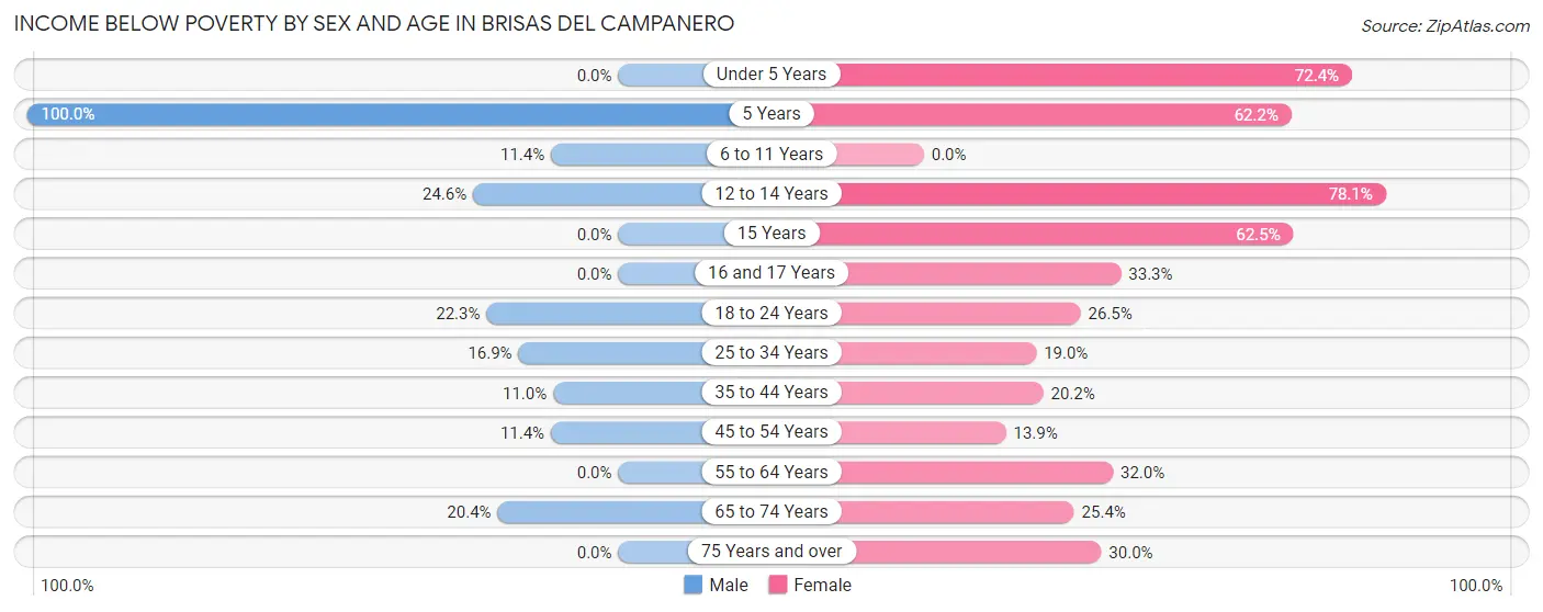 Income Below Poverty by Sex and Age in Brisas del Campanero
