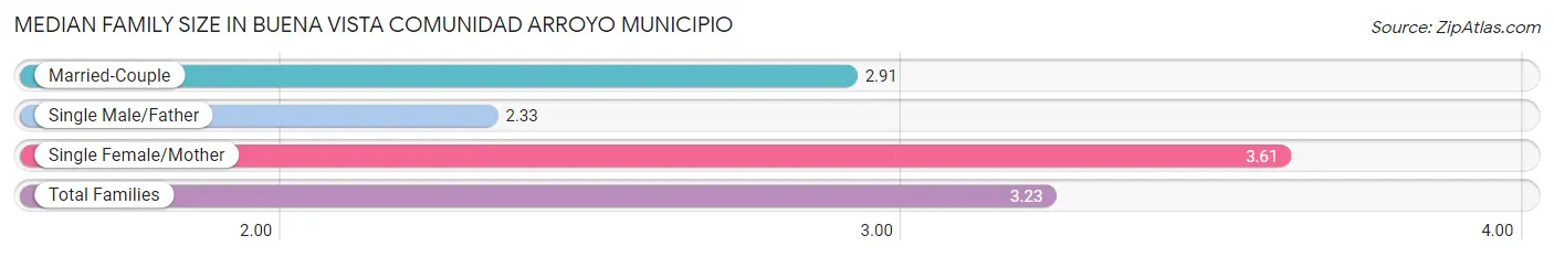 Median Family Size in Buena Vista comunidad Arroyo Municipio