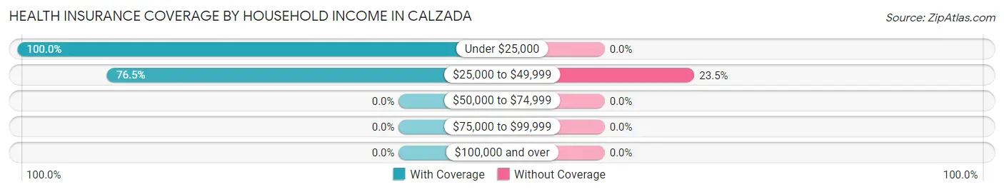 Health Insurance Coverage by Household Income in Calzada
