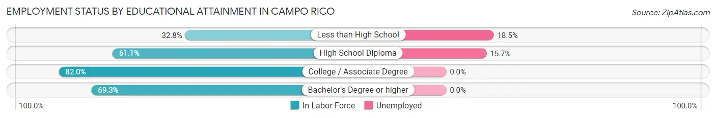 Employment Status by Educational Attainment in Campo Rico