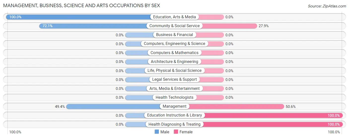 Management, Business, Science and Arts Occupations by Sex in Candelero Arriba