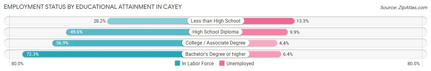 Employment Status by Educational Attainment in Cayey