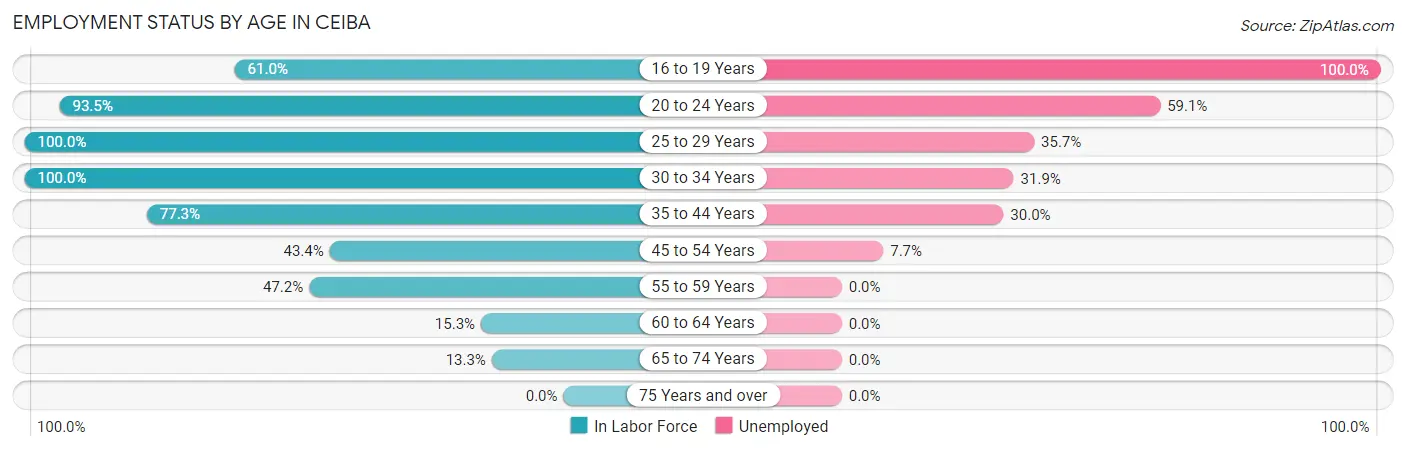 Employment Status by Age in Ceiba