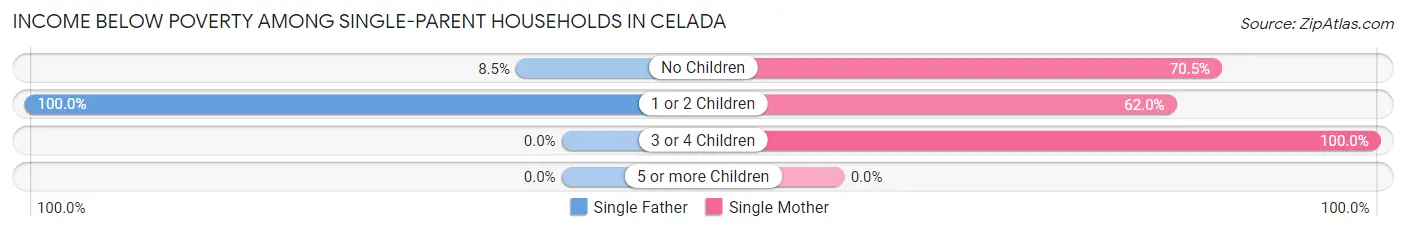 Income Below Poverty Among Single-Parent Households in Celada