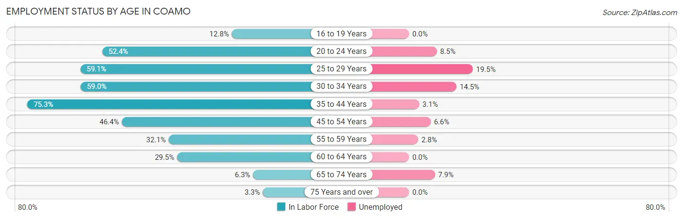 Employment Status by Age in Coamo