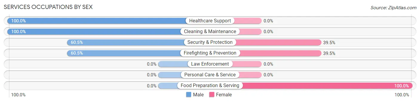 Services Occupations by Sex in Coqui