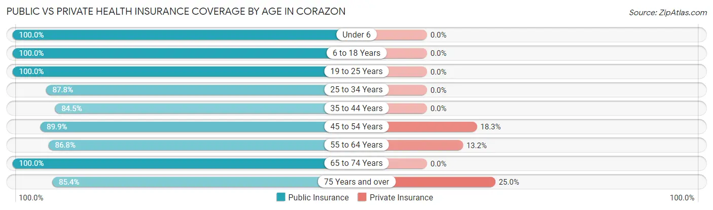 Public vs Private Health Insurance Coverage by Age in Corazon