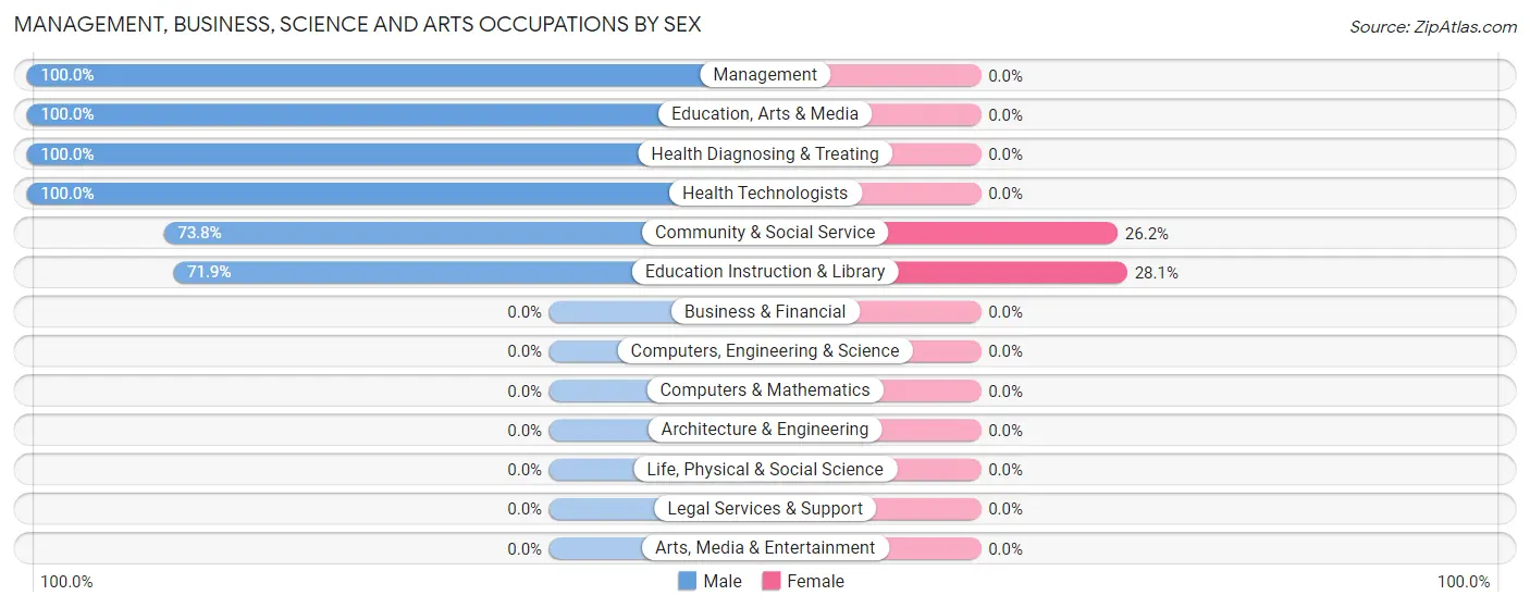 Management, Business, Science and Arts Occupations by Sex in El Mango