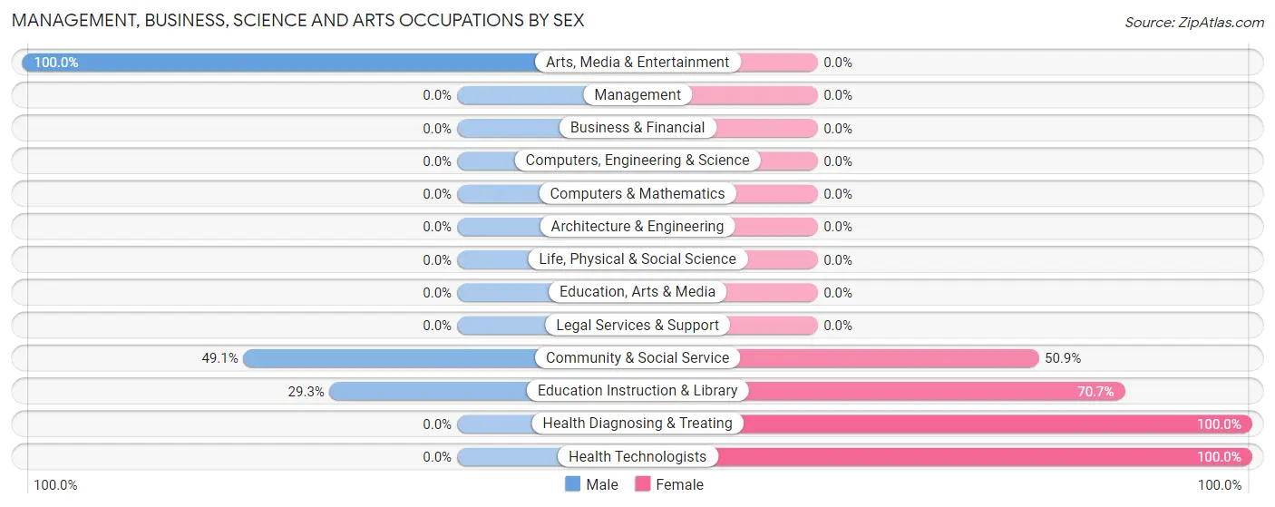 Management, Business, Science and Arts Occupations by Sex in El Tumbao