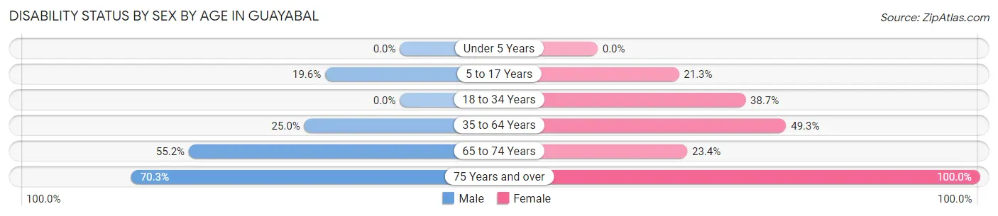 Disability Status by Sex by Age in Guayabal