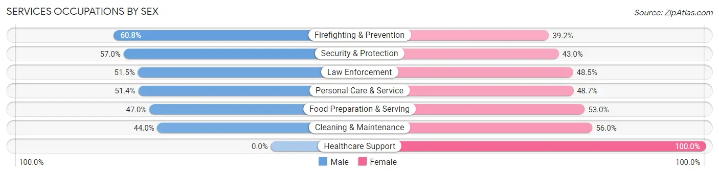 Services Occupations by Sex in Guayama