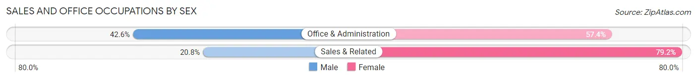 Sales and Office Occupations by Sex in Guayanilla