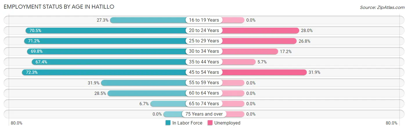 Employment Status by Age in Hatillo