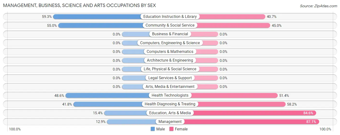 Management, Business, Science and Arts Occupations by Sex in Hatillo