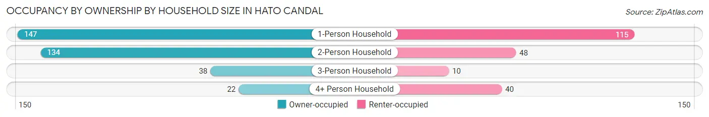 Occupancy by Ownership by Household Size in Hato Candal