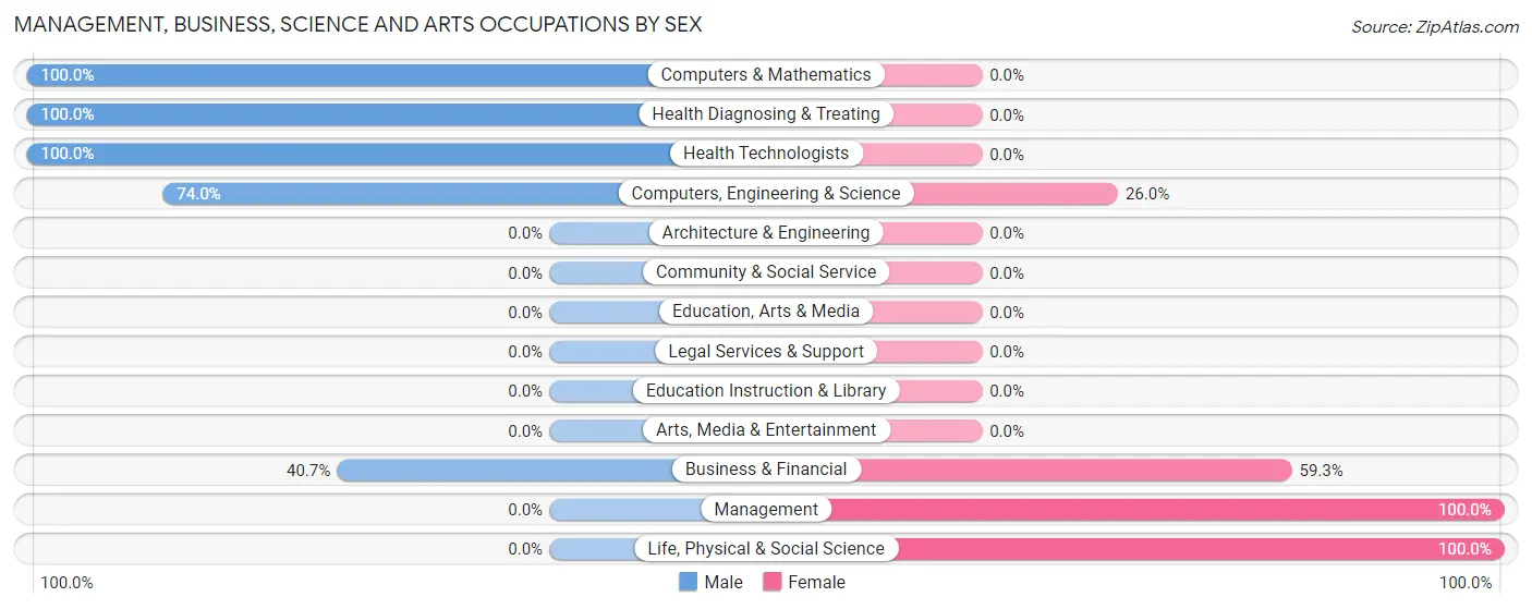 Management, Business, Science and Arts Occupations by Sex in Imbery