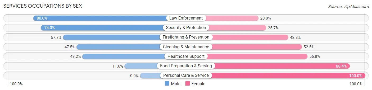 Services Occupations by Sex in Juana Diaz