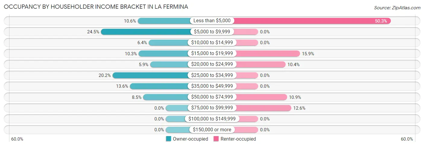 Occupancy by Householder Income Bracket in La Fermina