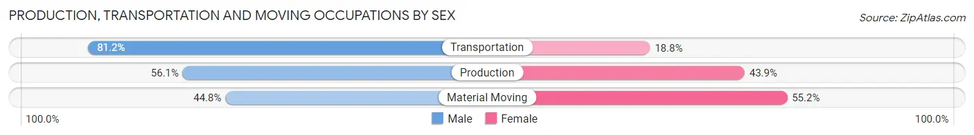 Production, Transportation and Moving Occupations by Sex in La Luisa