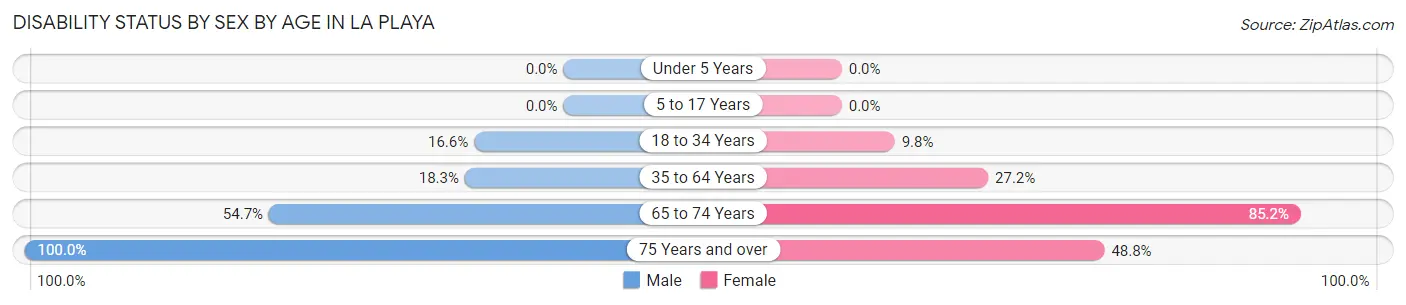 Disability Status by Sex by Age in La Playa