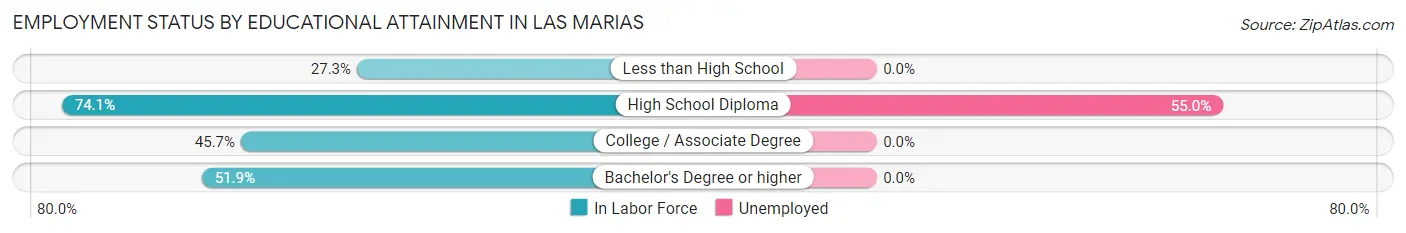 Employment Status by Educational Attainment in Las Marias