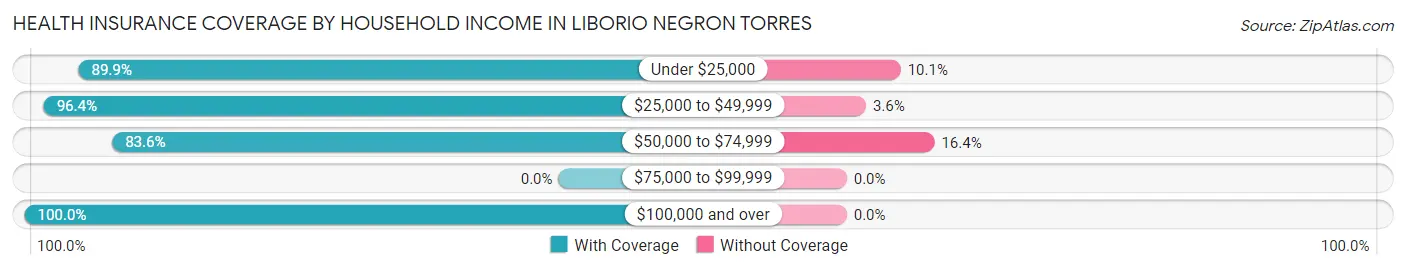 Health Insurance Coverage by Household Income in Liborio Negron Torres