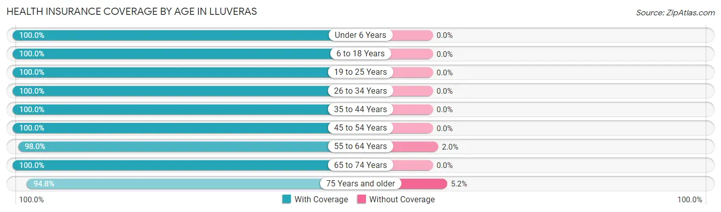 Health Insurance Coverage by Age in Lluveras