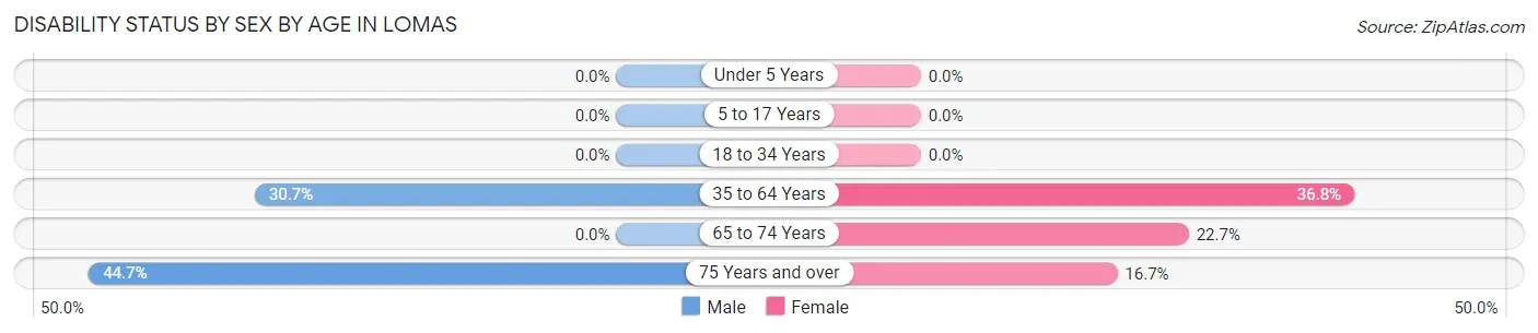 Disability Status by Sex by Age in Lomas