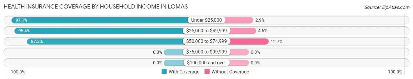 Health Insurance Coverage by Household Income in Lomas