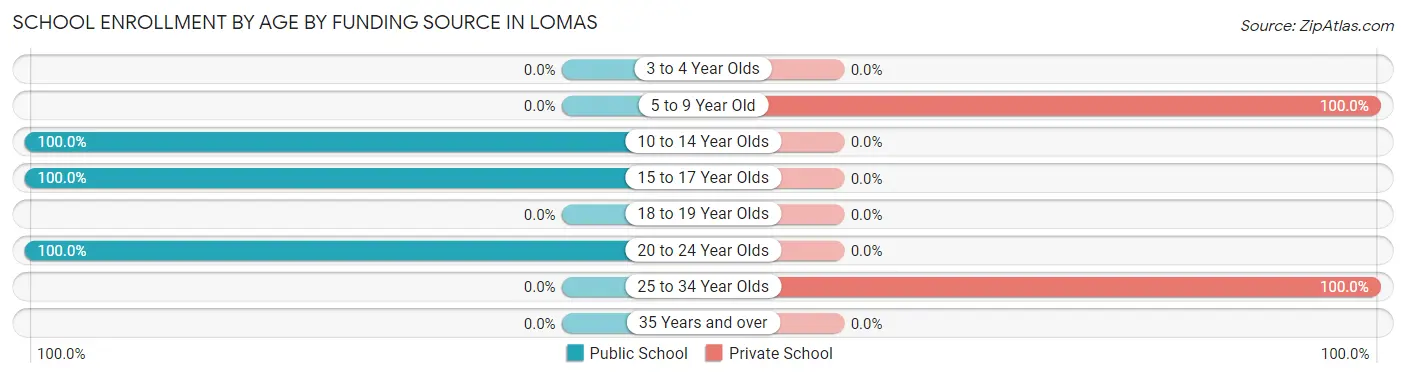 School Enrollment by Age by Funding Source in Lomas