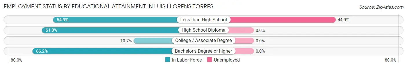 Employment Status by Educational Attainment in Luis Llorens Torres