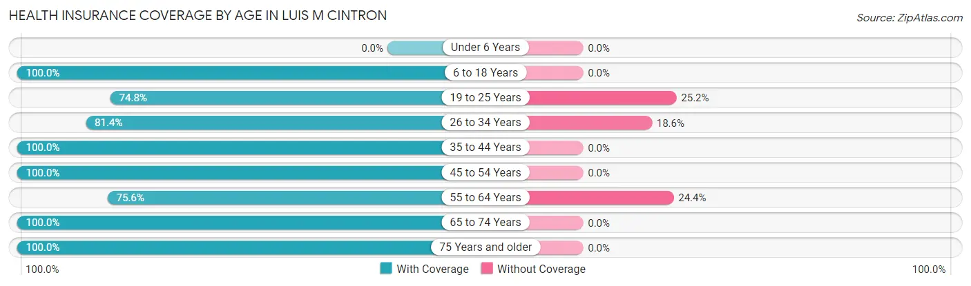 Health Insurance Coverage by Age in Luis M Cintron