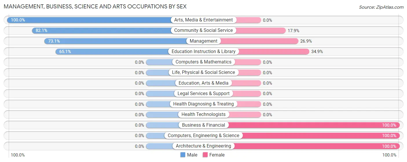 Management, Business, Science and Arts Occupations by Sex in Luyando