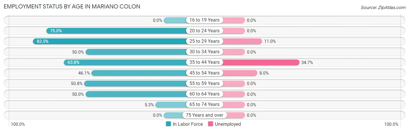 Employment Status by Age in Mariano Colon